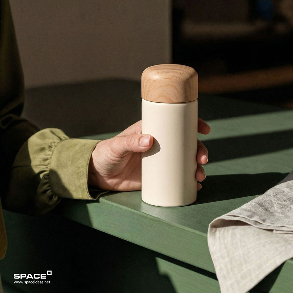 space-Thermal Mug-Off-White Dash - 150ml