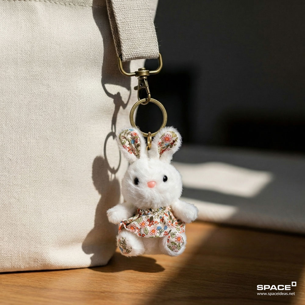 space-Charms-Floral Bunny Charm White