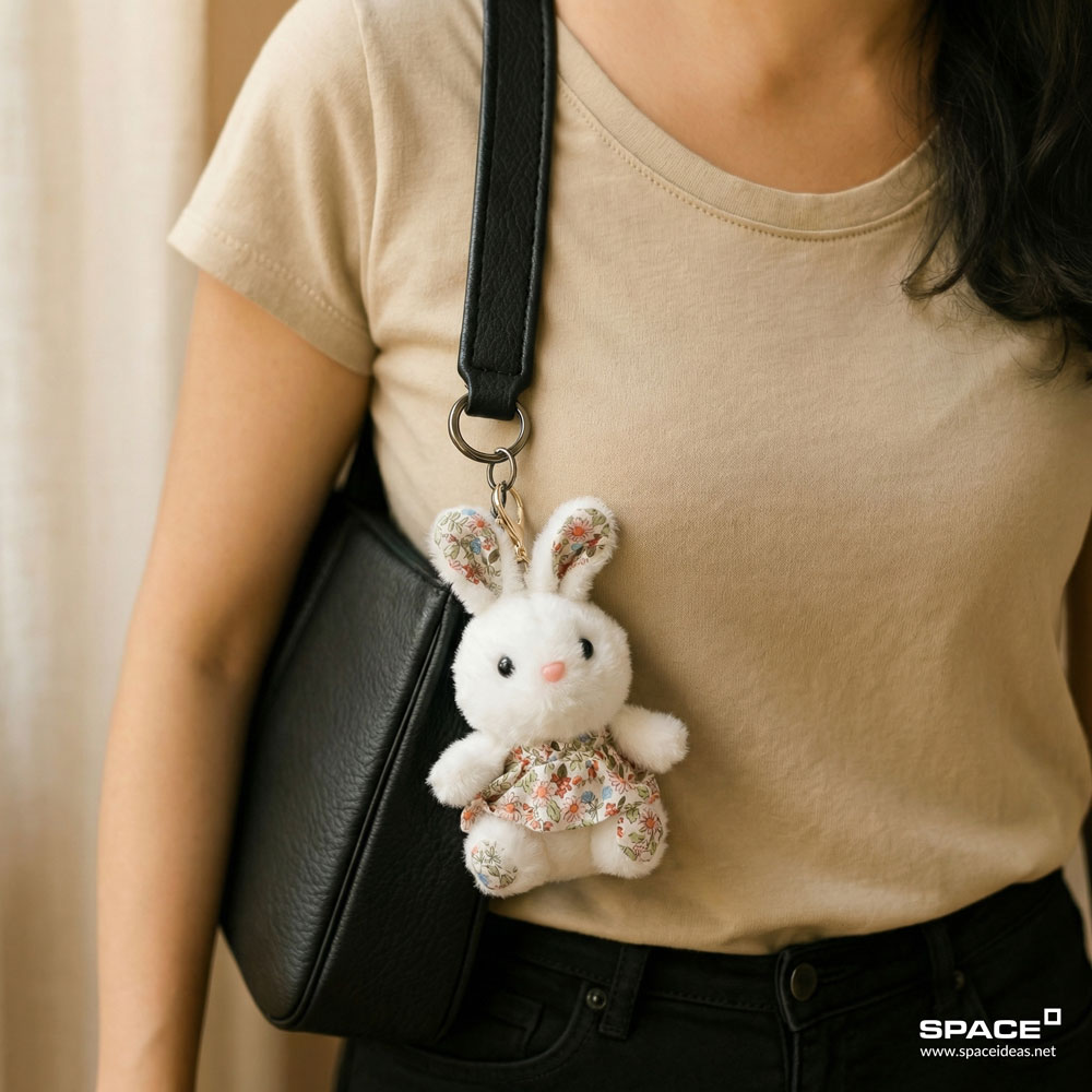 space-Charms-Floral Bunny Charm White