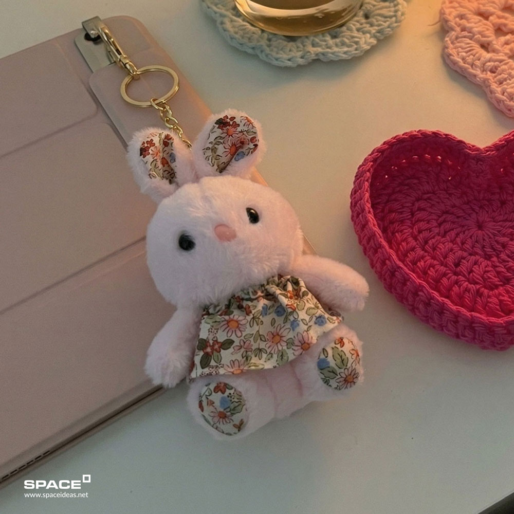 space-Charms-Floral Bunny Charm Pink