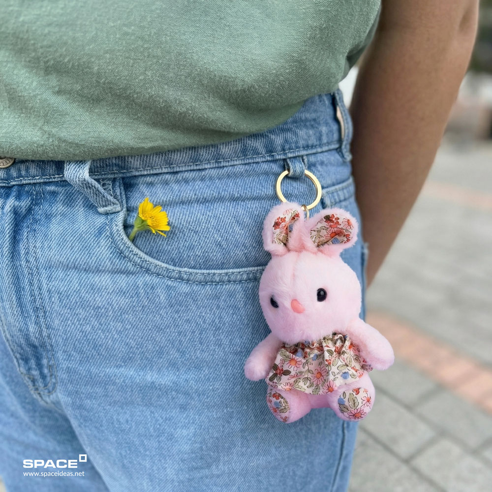 space-Charms-Floral Bunny Charm Pink