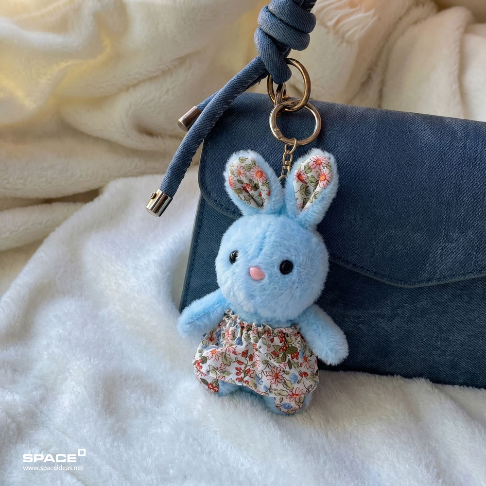 space-Charms-Floral Bunny Charm Blue