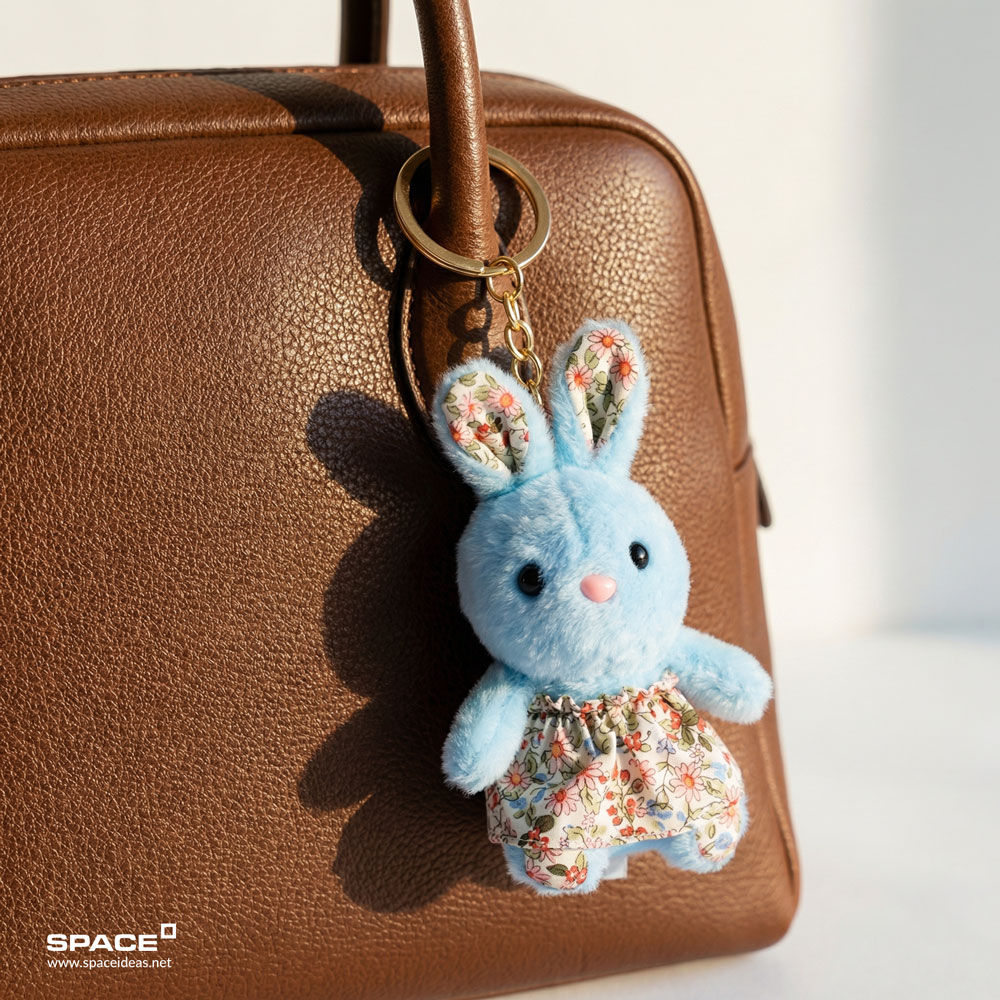 space-Charms-Floral Bunny Charm Blue