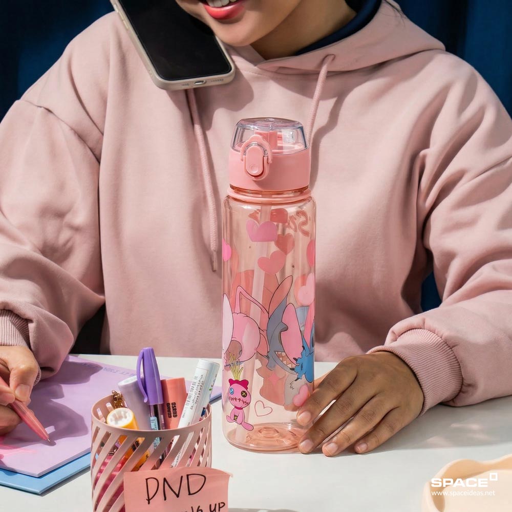 space-Bottles-Stitch and Angel Clear Bottle in Pink