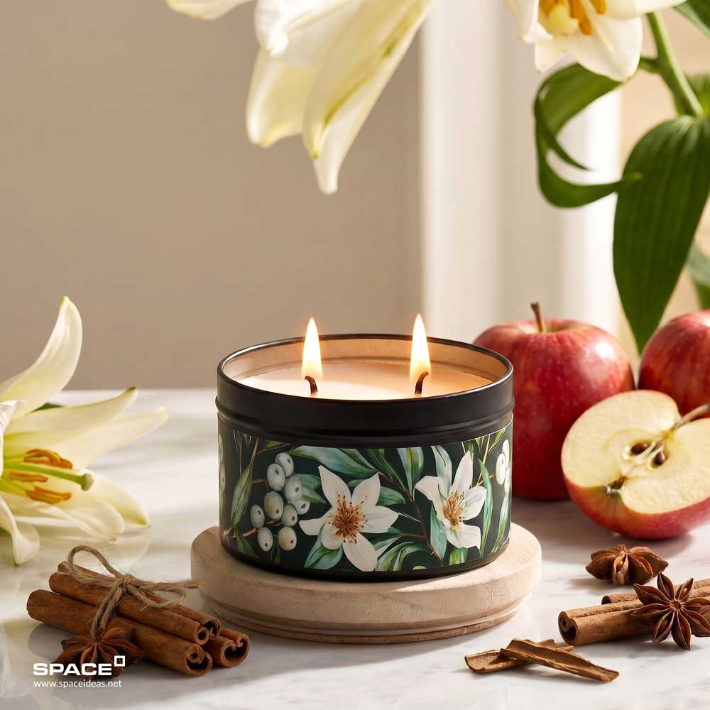 space-candle can-Apple and Cinnamon