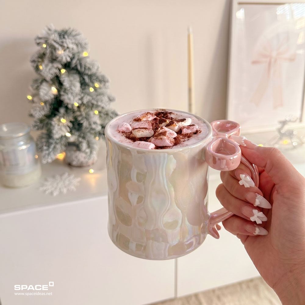 space-Mugs-Glossy bow in Pink